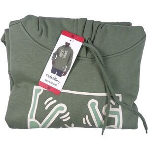 Keith Haring Hoodie Men Medium Art Style Graphic Pullover Green Pocket NWT